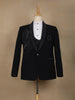Navy Blue Embellished Viscose Men's Suit - Diadem
