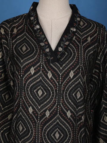 Black Abstract Designed Cotton Salwar Suit - Diadem