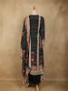 Black Floral Designed Chiffon Straight Cut Salwar Suit - Diadem