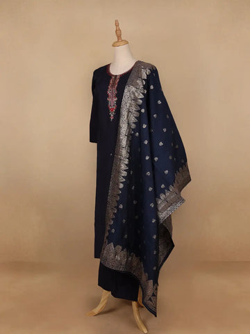 Black Floral Designed Cotton Salwar Suit - Diadem