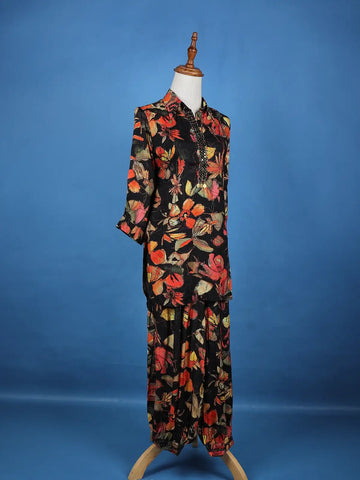 Black Floral Designed Cotton Salwar Suit - Diadem