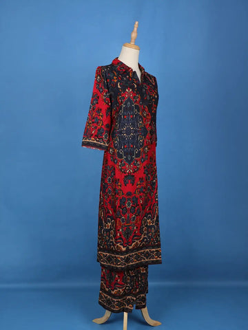 Black Floral Designed Cotton Salwar Suit - Diadem