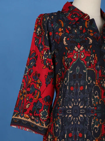 Black Floral Designed Cotton Salwar Suit - Diadem