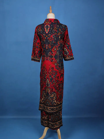 Black Floral Designed Cotton Salwar Suit - Diadem