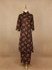 Black Floral Designed Cotton Straight Cut Salwar Suit - Diadem