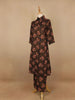 Black Floral Designed Cotton Straight Cut Salwar Suit - Diadem