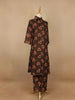 Black Floral Designed Cotton Straight Cut Salwar Suit - Diadem