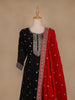 Black Floral Designed Georgette Salwar Suit - Diadem