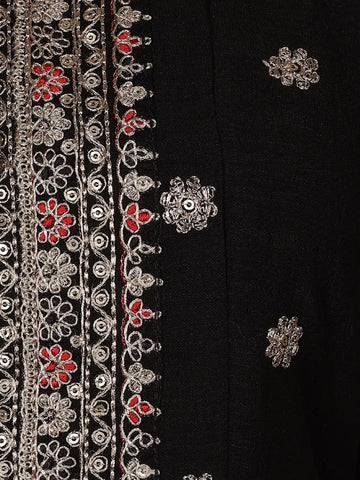 Black Floral Designed Georgette Salwar Suit - Diadem