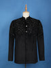 Black Floral Designed Jodhpuri Men's Suit - Diadem