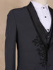 Black Floral Designed Men's Suit for Reception - Diadem