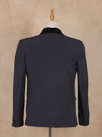 Black Floral Designed Men's Suit for Reception - Diadem
