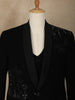 Black Floral Designed Reception Men's Suit - Diadem