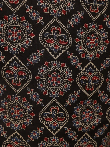 Black Floral Designed Cotton Salwar Suit - Diadem