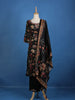 Black Floral Designed Semi Silk Salwar Suit - Diadem