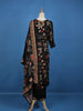 Black Floral Designed Semi Silk Salwar Suit - Diadem