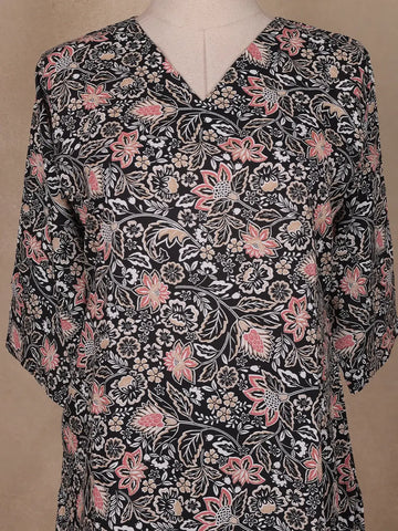 Black Floral Designed Cotton Salwar Suit - Diadem
