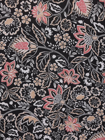 Black Floral Designed Cotton Salwar Suit - Diadem