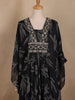 Black Floral Printed Kaftan-style Georgette Salwar suit - Diadem