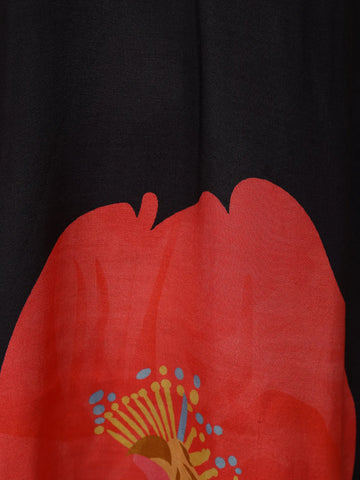 Black Floral Printed Rayon Kurti - Diadem