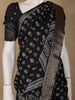Black Floral Printed Cotton Saree - Diadem