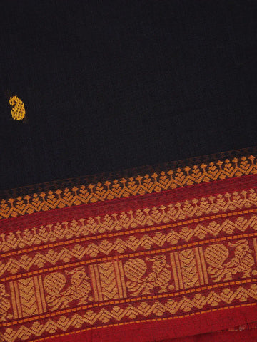 Black Paisley Design Cotton Fancy Saree - Diadem