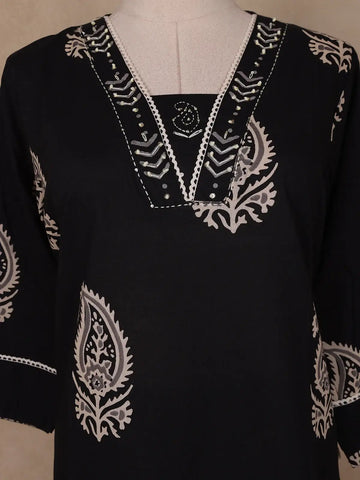 Black Paisley Designed Cotton Salwar Suit - Diadem