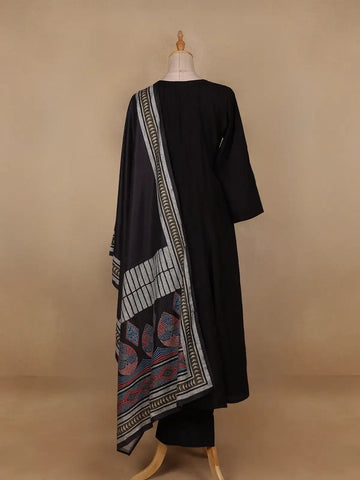 Black Sequin Designed Semi Silk Salwar Suit - Diadem
