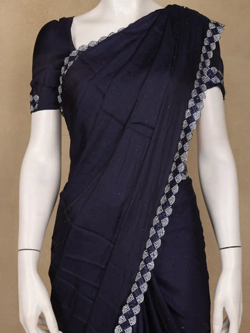 Black Sequins Design Satin Saree - Diadem