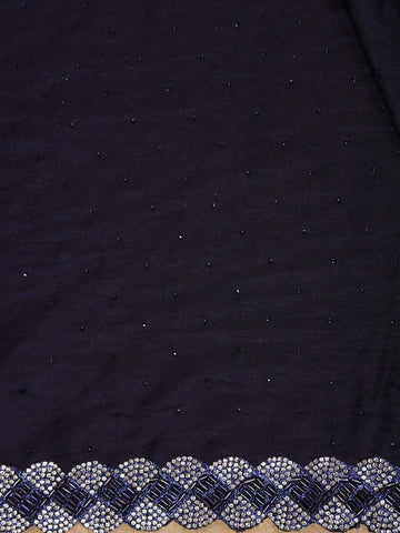 Black Sequins Design Satin Saree - Diadem
