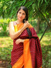 Black and Red Checkered Design Pure Kanchipuram Silk Saree - Diadem