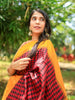 Black and Red Checkered Design Pure Kanchipuram Silk Saree - Diadem