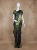 Black and Green Ikat Woven Design Cotton Fancy Saree with Zari Border