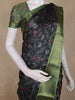 Black and Green Ikat Woven Design Cotton Fancy Saree with Zari Border