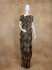 Black and Olive Geometric Printed Design Tussar Silk Saree