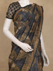 Black and Olive Geometric Printed Design Tussar Silk Saree
