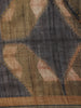 Black and Olive Geometric Printed Design Tussar Silk Saree