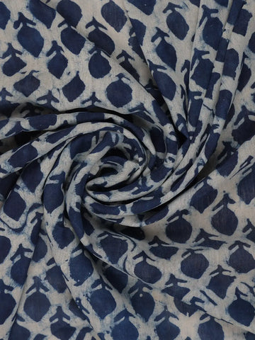 Blue Abstrack Printed Cotton Saree - Diadem