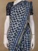Blue Abstrack Printed Cotton Saree - Diadem