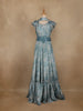 Blue Floral Designed Crepe Gown - Diadem