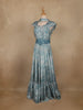 Blue Floral Designed Crepe Gown - Diadem