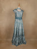 Blue Floral Designed Crepe Gown - Diadem