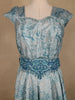 Blue Floral Designed Crepe Gown - Diadem