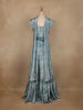 Blue Floral Designed Crepe Gown - Diadem