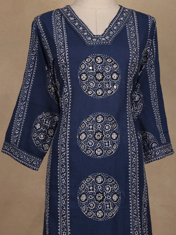Blue Geometric Printed Cotton Salwar Suit With Dupatta - Diadem