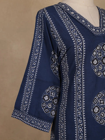 Blue Geometric Printed Cotton Salwar Suit With Dupatta - Diadem