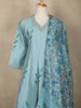 Cyan Blue Leaf Motif Printed Silk Anarkali Salwar Suit With Floral Printed Dupatta - Diadem