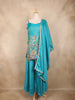 Blue Peacock Embroidered Design Tissue Silk Palazzo Suit with Dupatta