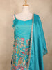 Blue Peacock Embroidered Design Tissue Silk Palazzo Suit with Dupatta
