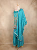Blue Peacock Embroidered Design Tissue Silk Palazzo Suit with Dupatta